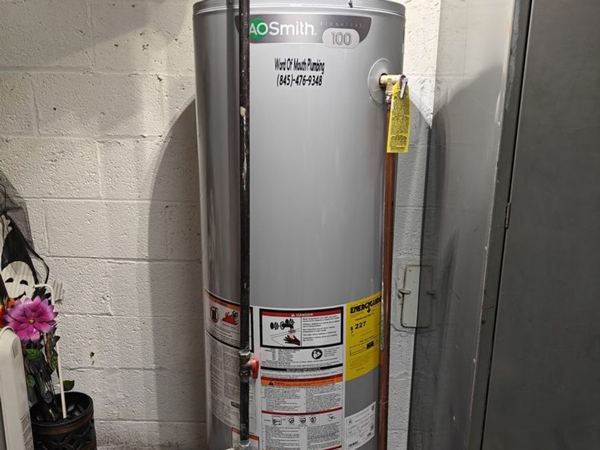 New A.O. Smith tank water heater installation, Hudson Valley NY