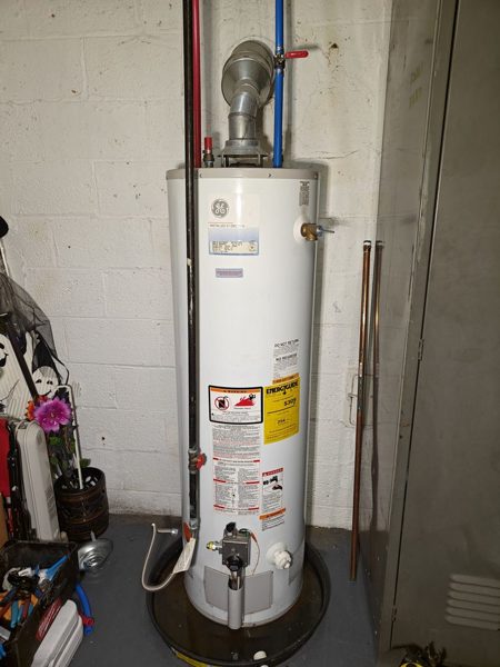 Tank water heater with new venting and supply