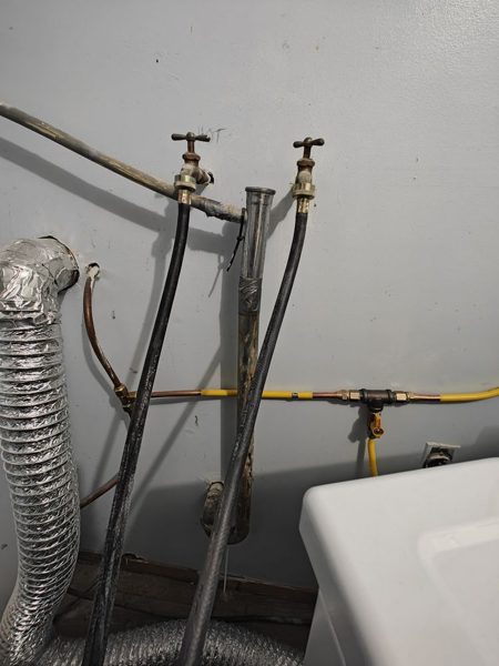 Washer supply valves and dryer gas line